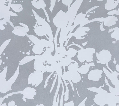 Quadrille Fabric: Tulips Background - Custom Gray on White Trevira (HOTEL QUALITY)