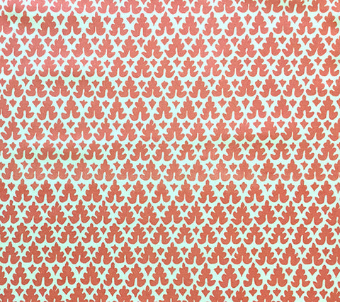 Quadrille Prints: Volpi - Custom Shrimp small scale fortuny damask print on Vellum Suncloth (Outdoor Quality)
