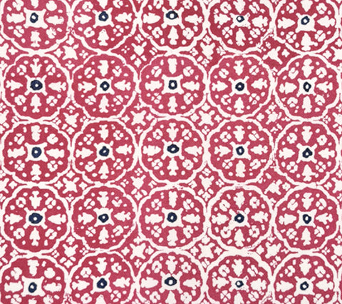 China Seas Fabric: Nitik II - Magenta / New Navy on Cream Suncloth (OUTDOOR)