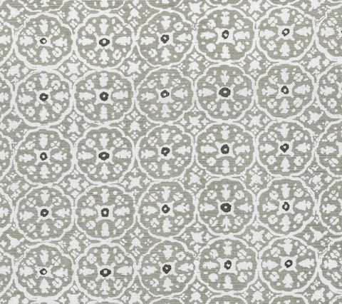 China Seas Fabric: Nitik II - Custom Agate / Slate on Light-Tint Belgian Linen / Cotton