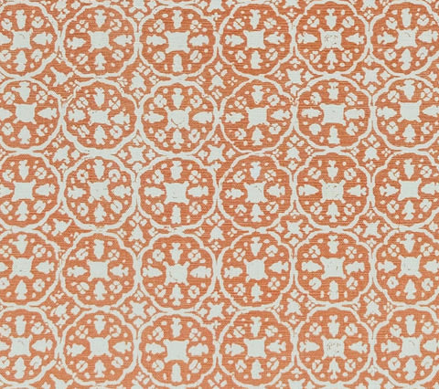 China Seas Fabric: Nitik II - Custom Terracotta on Tinted Belgian Linen / Cotton