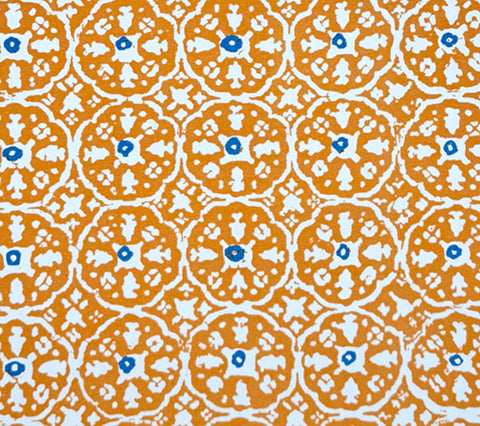 China Seas Fabric: Nitik II - Custom Apricot / Bali Blue on White Suncloth (OUTDOOR)