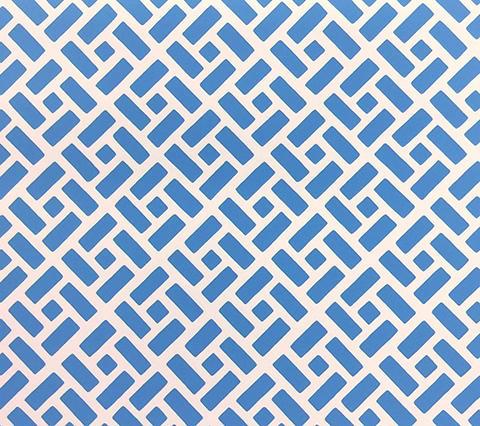 China Seas Wallpaper: Edo II - Custom Sailor's Sea Blue geometric print on White Paper