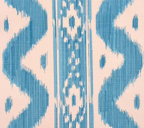 China Seas Fabric: Bali Hai - Custom Turquoise on Tinted Belgian Linen / Cotton