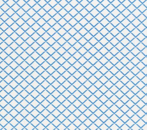 Quadrille Fabric: Terrace - Custom Denim Blue on White 100% Linen