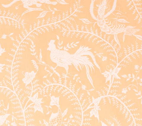 China Seas Fabric: Cirebon - Custom White on Apricot Hotel-Quality 100% Cotton Sateen