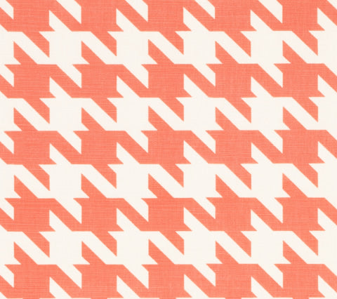 China Seas Fabric: Ames Houndstooth - Custom New Shrimp on Tinted Belgian Linen / Cotton
