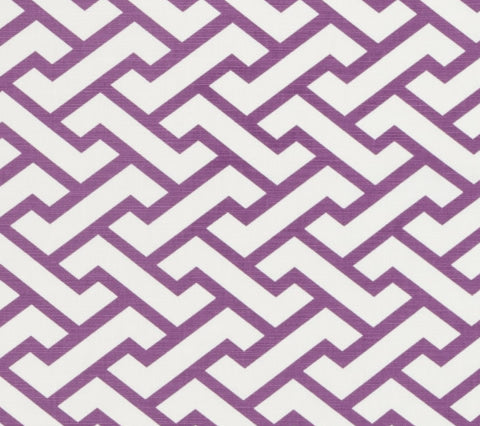 China Seas Fabric: Aga - Custom Purple on White Belgian Linen / Cotton