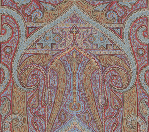 Quadrille Fabric: Rudolfo Paisley - Custom Multi Rouge / Turquoise on Italian Linen / Cotton
