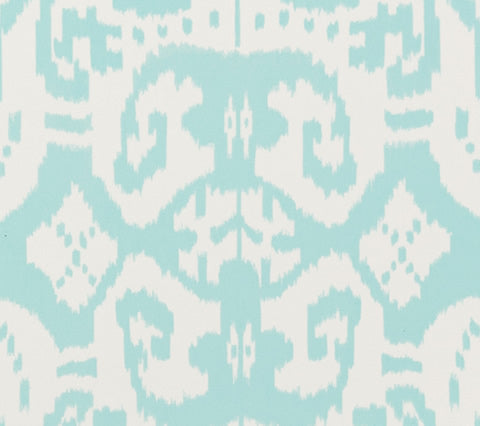 China Seas Fabric: Island Ikat - Custom Pale Aqua on White Suncloth (OUTDOOR)
