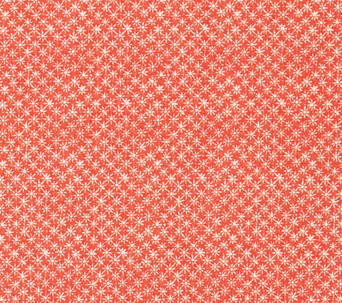 China Seas Fabric: Balinese Star - Custom Coral / Cream on White 100% Linen