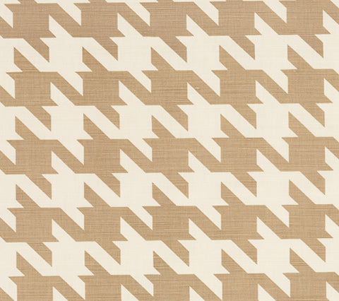 China Seas Fabric: Ames Houndstooth - Custom Taupe on Tinted Belgian Linen / Cotton