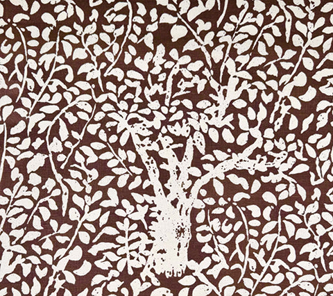China Seas Fabric: Arbre de Matisse Reverse - Custom Brown on Tinted 100% Linen