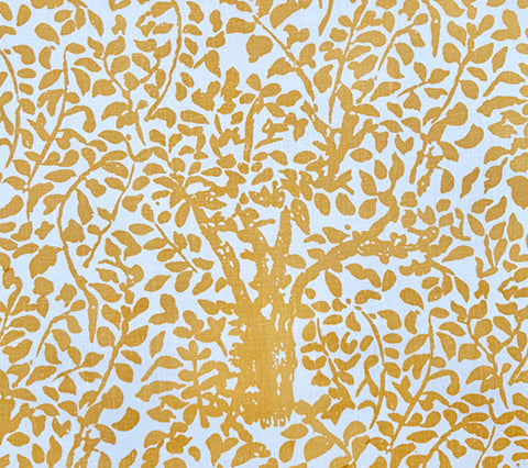 China Seas Fabric: Arbre de Matisse - Custom Inca Gold on Tinted 100% Linen