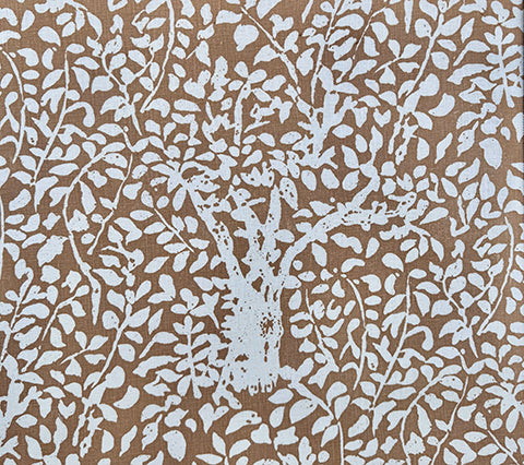China Seas Fabric: Arbre de Matisse Reverse - Custom Camel on Tinted 100% Linen