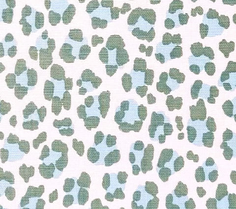 China Seas Fabric: Conga Line - Custom Pale Aquas on White Belgian Linen / Cotton