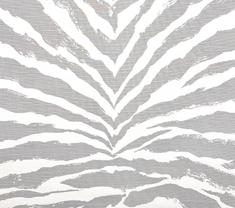 China Seas Fabric: Nairobi - Custom Medium Gray on White Belgian Linen / Cotton
