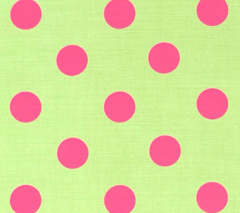 China Seas Fabric: Charade - Custom Lime Green / Pink Dots on Belgian Linen / Cotton
