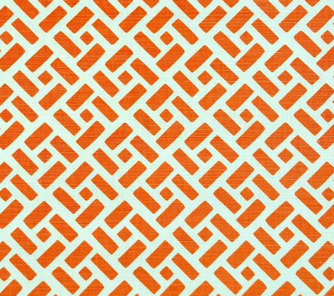 China Seas Fabric: Edo - Custom Orange on Tinted Belgian Linen / Cotton