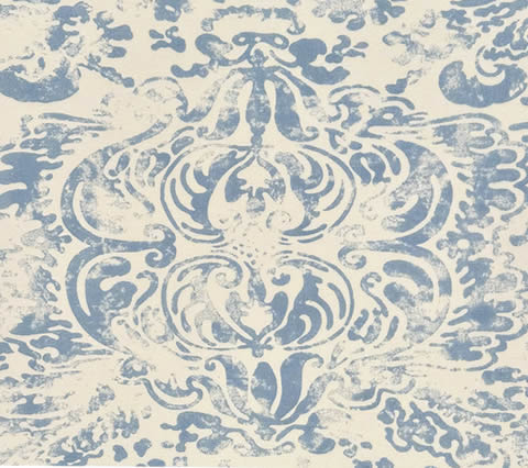 China Seas Fabric: San Marco - Zibby Blue on Off-White Suncloth (OUTDOOR)