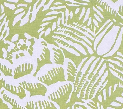 China Seas Fabric: Macambo - Custom Lettuce on White Belgian Linen / Cotton