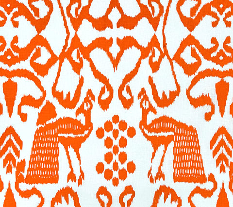 China Seas Fabric: Bali II - Custom Orange on White 100% Linen