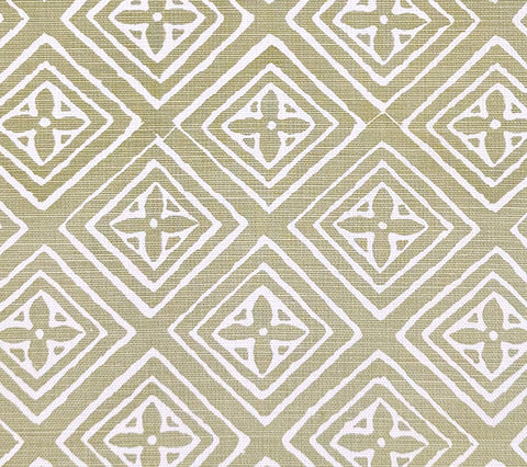 China Seas Fabric: Fiorentina Custom Celadon on Tinted Belgian Linen / Cotton