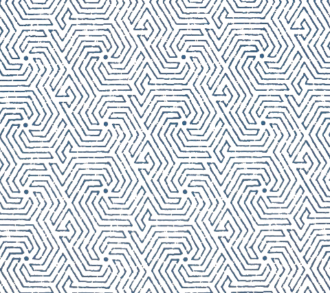 China Seas Wallpaper: Maze - Custom Teal on Almost White Paper
