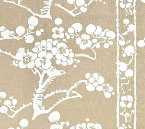 China Seas Fabric: Hawthorne - Custom New Beige on Tan 100% Linen