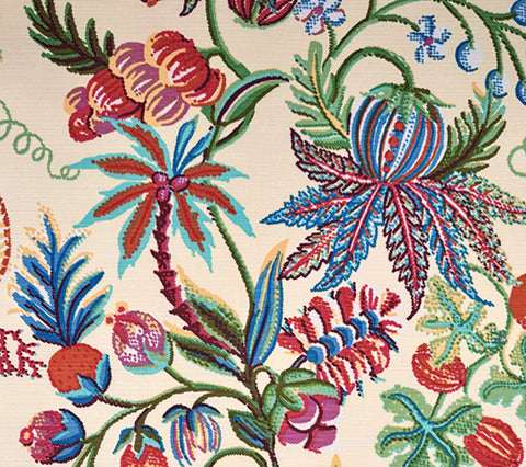 Quadrille Fabric: Jacaranda - Custom Multi Color on Cream Linen / Cotton