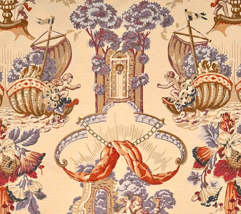 Quadrille Fabric : Amazing Grace - Old Lilacs on Tinted Belgian Linen / Cotton