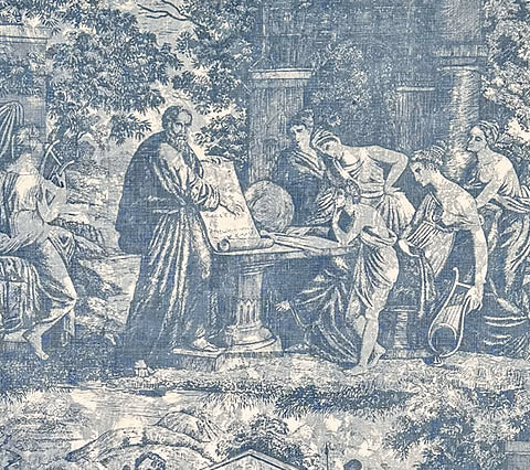 Quadrille Fabric: Cholet - Custom Marine Blue on White Belgian Linen / Cotton