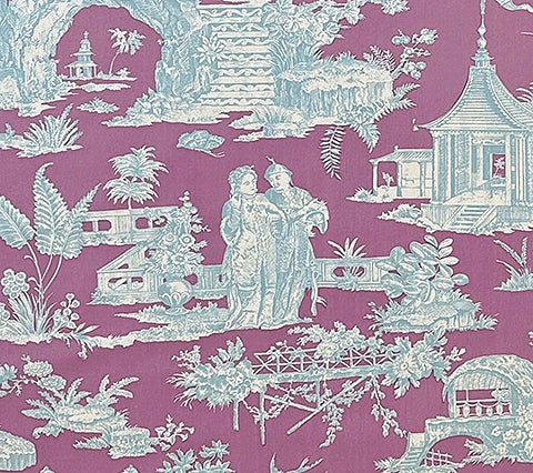 Quadrille Fabric: Paradise Garden - Custom Lilac on White 100% Cotton / Sateen