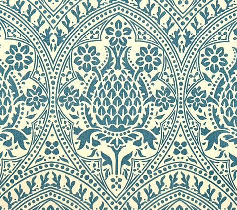 Quadrille Fabric: Pina - Custom Dark Turquoise on Tinted 100% Linen