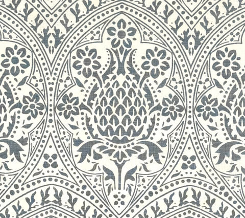 Quadrille Fabric: Pina - Custom Windsor Blue on Oyster Linen from Belgium