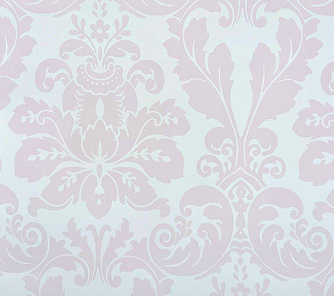 Quadrille Wallpaper : Monty - Custom Opal on White Paper (FIVE YARD MINIMUM)