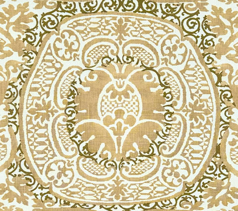 Quadrille Fabric: Veneto - Custom Metallic Gold on Tinted 100% Linen