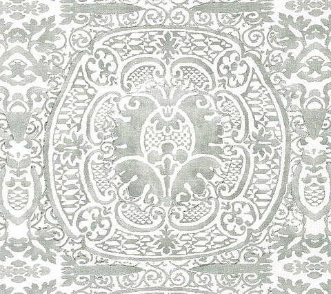 Quadrille Fabric: Veneto - Custom Light French Green on Tinted Belgian Linen / Cotton