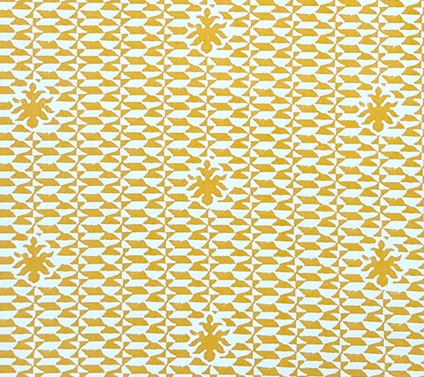 Quadrille Fabric: Carlo II - Custom Maize on White 100% Cotton Sateen