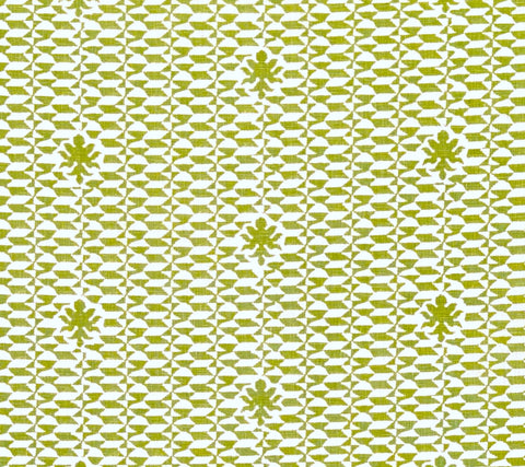 Quadrille Fabric: Carlo II - Green on Tinted 100% Belgian Linen