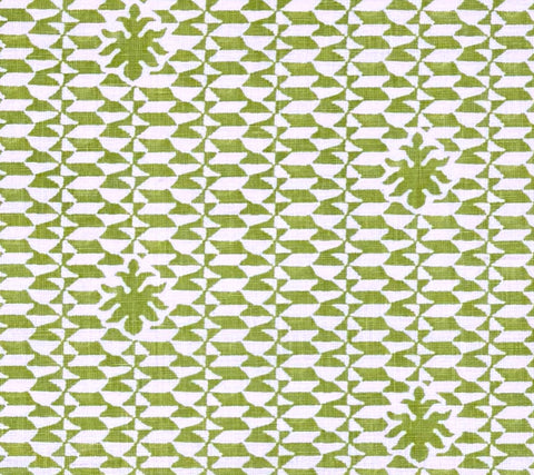 Quadrille Fabric: Carlo II - Custom Green on White 100% Linen