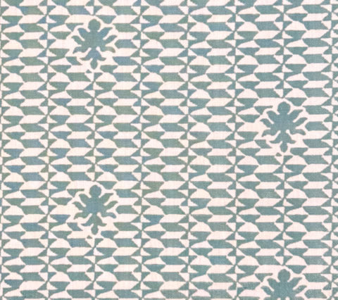 Quadrille Fabric: Carlo II - Custom Teal on Cream Suncloth (OUTDOOR)