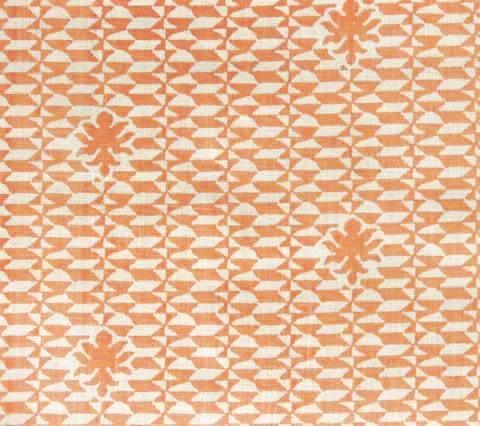 Quadrille Fabric: Carlo II - Terracotta on Tinted Curtain-Weight 100% Linen