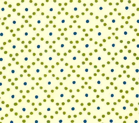 Quadrille Fabric: Melissa - Custom Multi Blue / Green on Yellow 100% Cotton