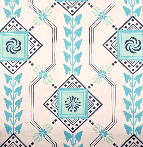 Quadrille Fabric: Vanderpoel Stripe - Custom Turquoise / Navy on Oyster - Heavy Linen - Upholstery Weight