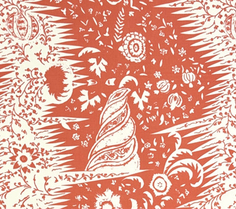 Quadrille Fabric: Les Indiennes One Color - Custom Shrimp on Cream Suncloth (OUTDOOR)
