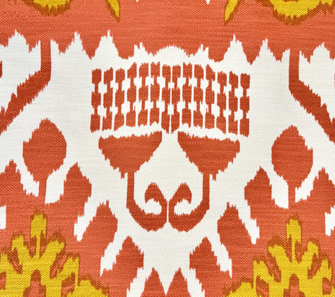Quadrille Fabric: Kazak - Custom Terracotta / Mustard on Natural Westover