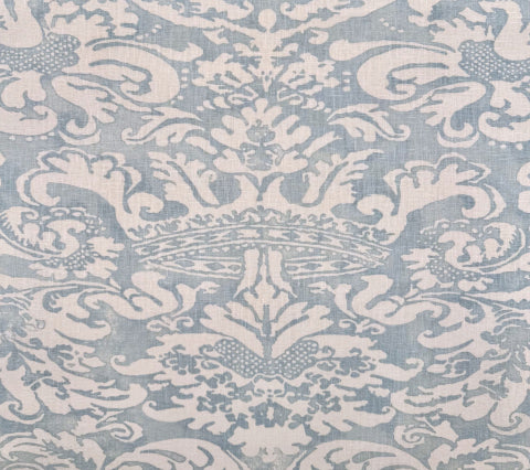 Quadrille Fabric: Bromonte Reverse - Custom Windsor Blue on Tinted 100% Linen