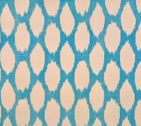 Quadrille Fabric: Adras Reverse - New Turquoise on Tinted Linen / Cotton