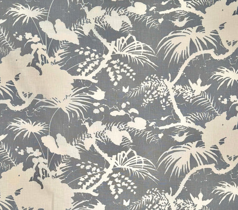 Quadrille Fabric: Tropique Blotch One-Color - Gray on Tinted Belgian Linen